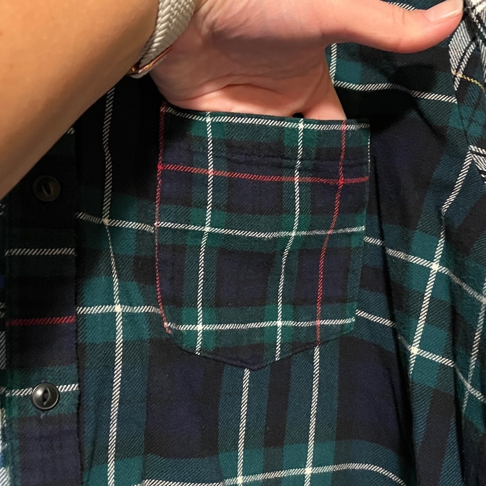GAP Navy and Green Plaid Shirt - Picture 3 of 9
